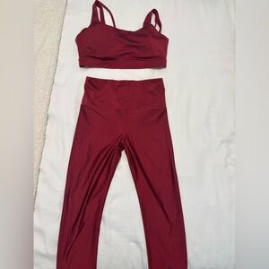 Athleta Burgundy Two-Piece Leggings Set